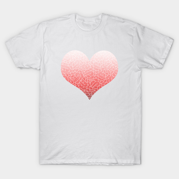 Ombre red and white swirls doodles heart T-Shirt-TOZ